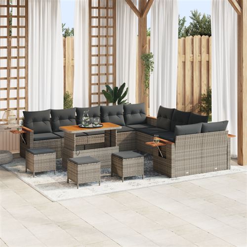 vidaXL Ensemble de canapé de jardin 18 pièces 11-Nombre de places Gris