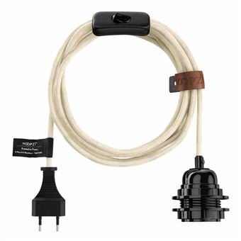Hoopzï - luminaire fil électrique tissu bala - blanc - 1