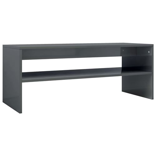 vidaXL Table basse Gris brillant 100 x 40 x 40 cm Aggloméré