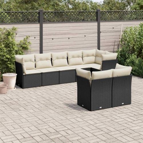 Vidaxl Noir Salon De Jardin 8 Pcs - Résine Tressée - Image 2
