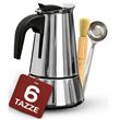 Cafetière italienne - MONMECD - 6 Tasses - Induction - Acier Inoxydable - Espresso - Argent