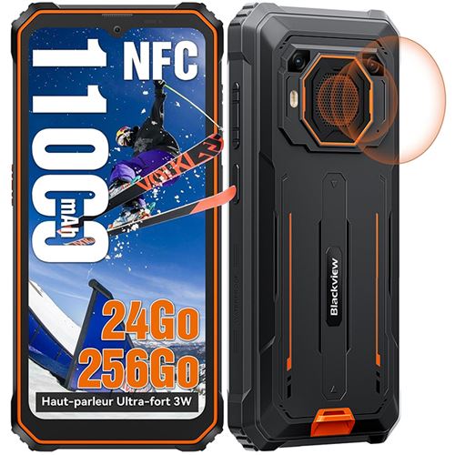 Smartphone Incassable Blackview BV9200 4G 6.6 Android 12,14Go+256Go/SD-1To,50MP+8MP,5000mAh(66W) Charge sans fil,NFC - Noir