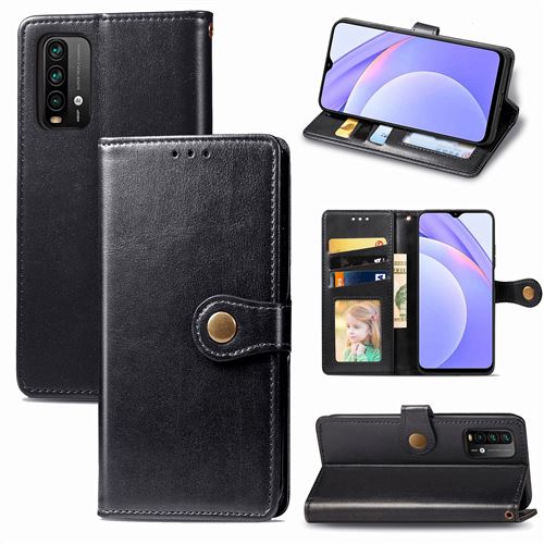 MPFRANCE Housse pour Xiaomi Redmi 9T Noir [Porte Carte, etui portefeuille, boucle]