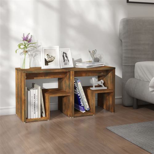 Vidaxl Tables De Chevet 2 Pcs - Chêne Fumé - Image 3