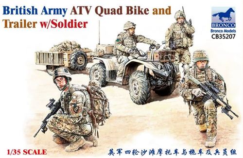 British Army Atv Quad Bike And Trailer W/soldier- 1:35e - Bronco Models