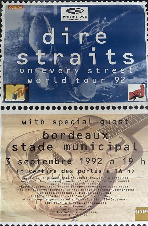 Affiche - Dire Straits - On Every Street World Tour 1992 - 105x160cm État correct - N/A reconditionné disponible sur Fnac