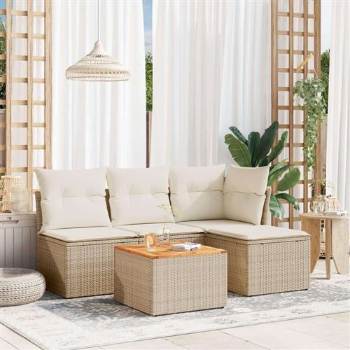 Non Communiqué Beige Salon De Jardin Modulable Vidaxl Rotin 5 Pieces 62 X 62 X 69 Cm 4 Personnes