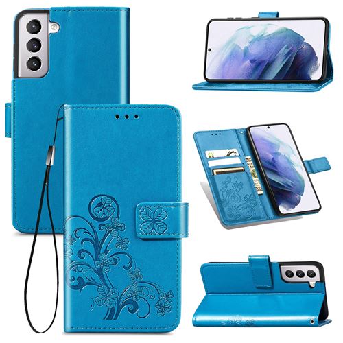 MPFRANCE Housse pour Samsung Galaxy S21 5G Bleu [Fleur de Lys]