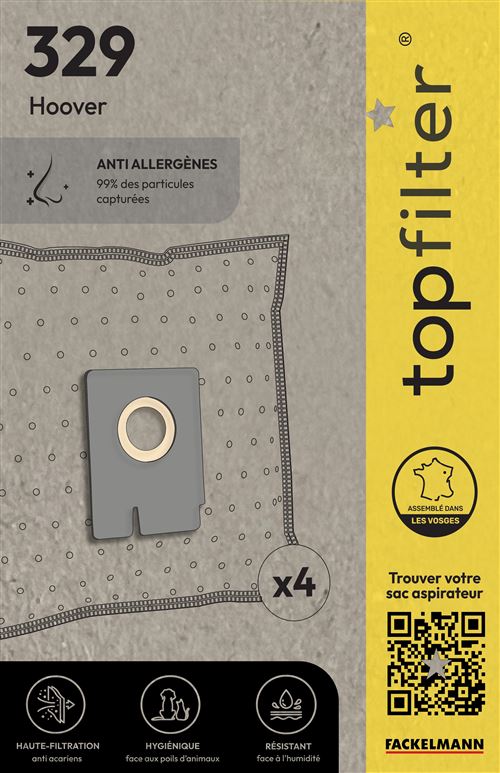 Lot de 4 sacs aspirateur pour Hoover Freespace EVO Premium ref 64329
