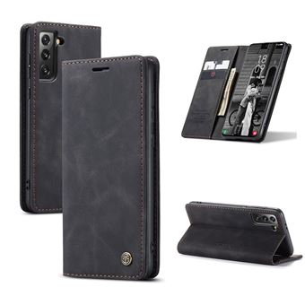 Coque portefeuille PU cuir magnétique pour Samsung Galaxy S21  Noir - 1