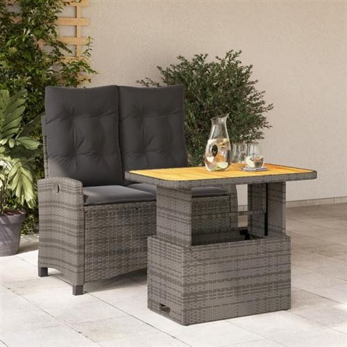 Non Communiqué Gris Vidaxl Ensemble À Manger De Jardin Avec Coussins 2 Pcs, Table De Terrasse, Meubles De Patio, Mobilier D'extérieur, 3277406