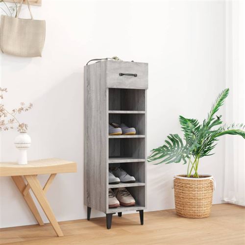 vidaXL Meuble à chaussures Sonoma gris 30x35x105 cm Bois d'ingénierie817565