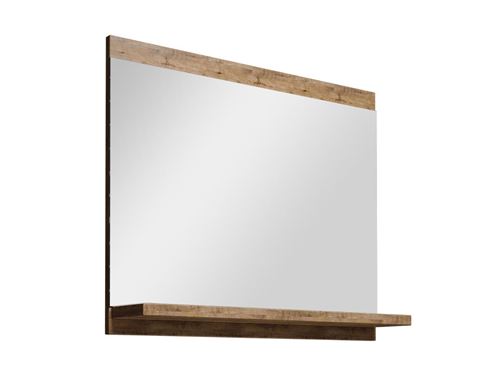 Miroir de salle de bain rectangulaire avec tablette de rangement - Coloris naturel foncé - 60 x 50 cm - MIELA II