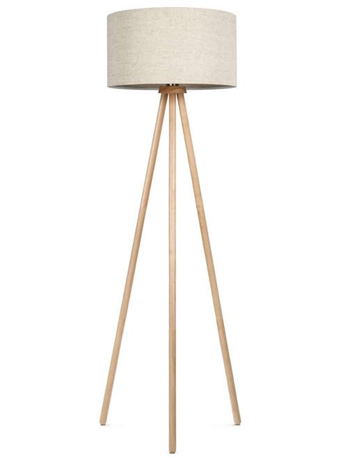 Tomons Lampadaire Sur Pied Led En Bois À Trépied Pour Salon Chambre Bureau Lin