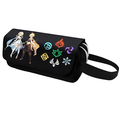 Trousse à crayon Genshin Impact pour Garçon et Filles (PC5516) 20x10x5 cm Noir