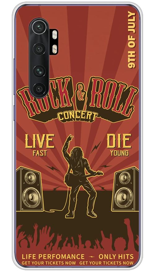 Coque en silicone imprimée compatible Xiaomi Mi Note 10 Lite Rock and roll