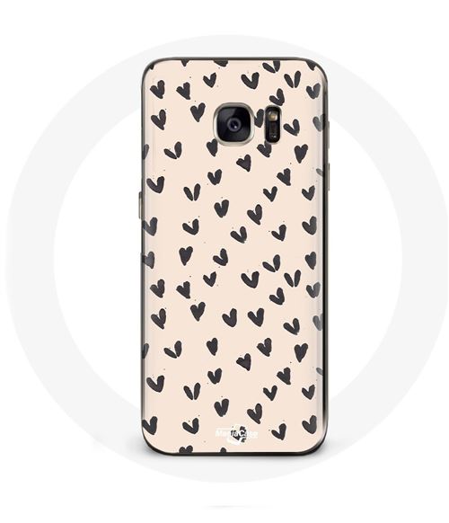 Coque pour Samsung Galaxy S6 edge Fond de texture abstraite coeurs noirs Maniacase