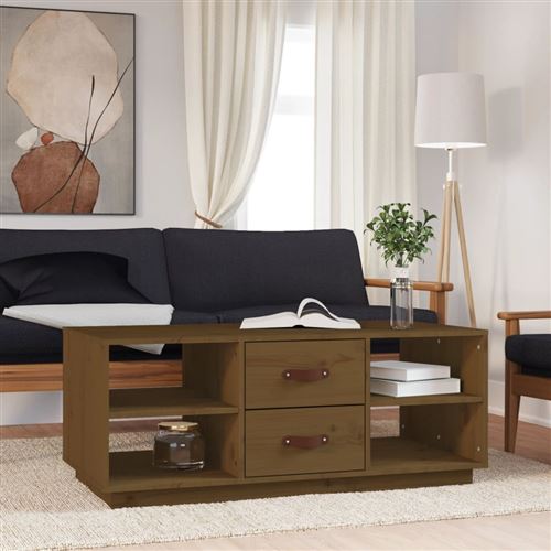 Non Communiqué Marron Vidaxl Table Basse Miel 100X50x41 Cm Bois Massif De Pin818273