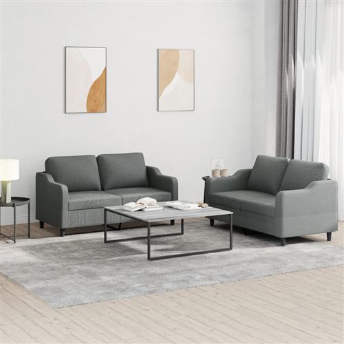 Non Communiqué Gris Foncé Vidaxl Ensemble De Canapés 2 Pcs Avec Coussins Tissu
