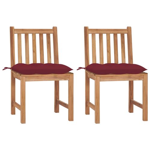 Non Communiqué Bois De Teck Chaises De Jardin Lot De 2 Avec Coussins Massif