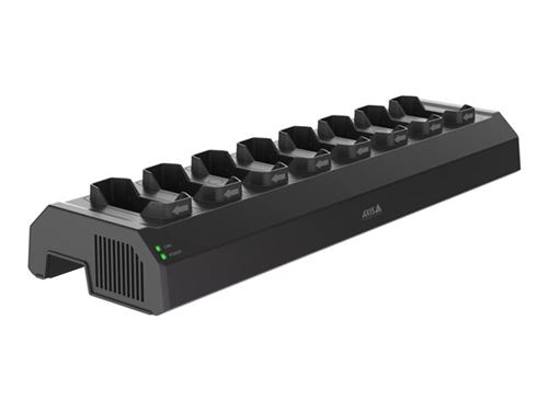 Axis W701 Mk II - Station de charge et de synchronisation - 8 baies + adaptateur secteur - 120 Watt - 8 connecteurs de sortie (connecteur de corps de caméra) - noir NCS S 9000-N - Royaume-Uni - pour AXIS W102, W102 Body Worn Camera
