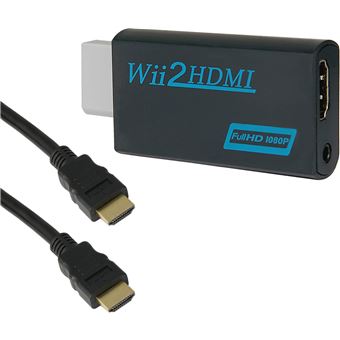 daptateur HDMI full HD 1080 p pour Nintendo Wii - Wii U - Noir +