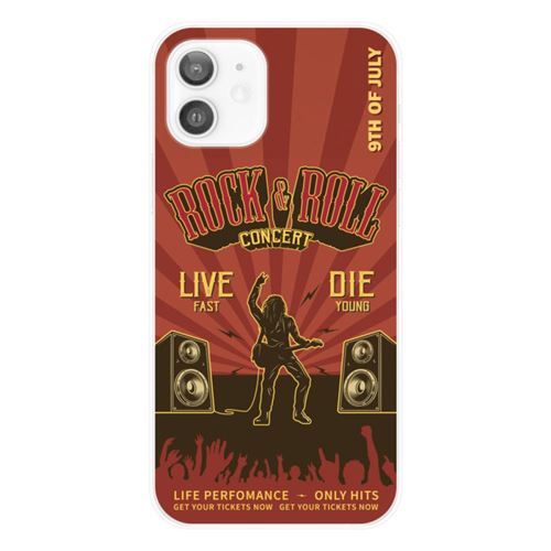 Coque en silicone imprimée compatible Apple iPhone 12 Rock and roll