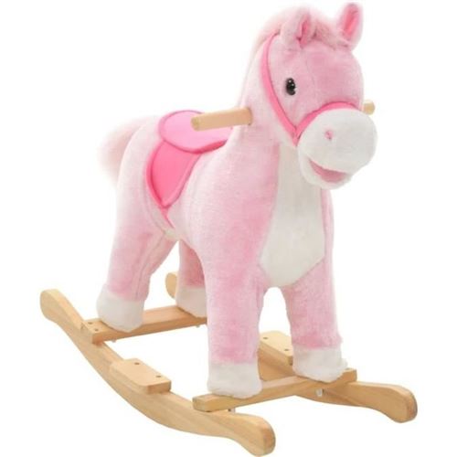 vidaXL Cheval à bascule Peluche 65x32x58 cm Rose