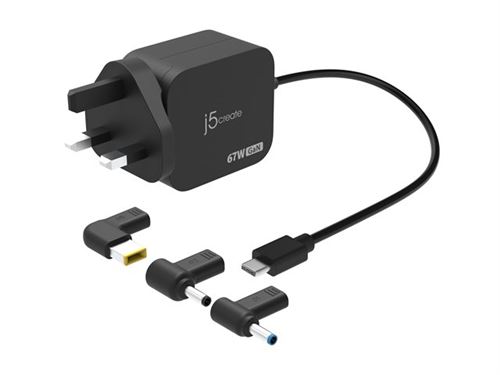 j5create - Adaptateur secteur GaN - 67W - USB-C PD 3.0 - Noir - Image 2