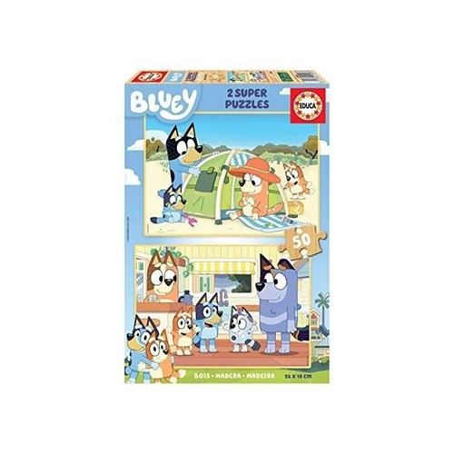 Non Communiqué Neutre Puzzles En Bois Pour Enfant Bluey - 2X 50 Pièces