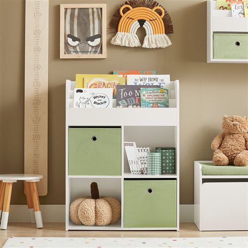 SoBuy KMB79-W Bibliothèque pour Enfant, Étagère de Rangement pour Jouets et Livres, 3