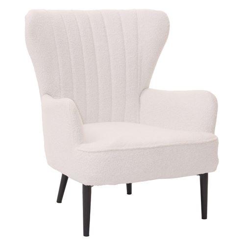 Mendler Blanc Fauteuil Lounge Hwc-K37 Tissu Rétro Vintage Bouclé (600G/M²) Oeko-Tex - Image 3