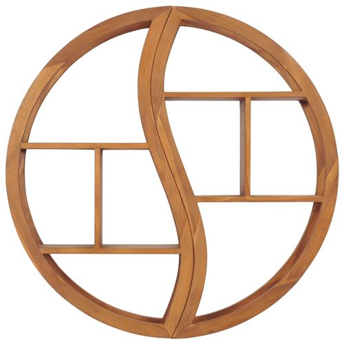 vidaXL Étagère murale Yin Yang 100x20x100 cm Bois de teck massif