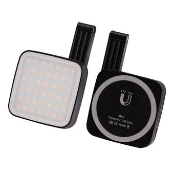 Lampe vidéo FLOODKING magnétique pour smartphone,Double couleur 2500K-6500K, CRI95+ ,Miroir intégré,Noir - 1