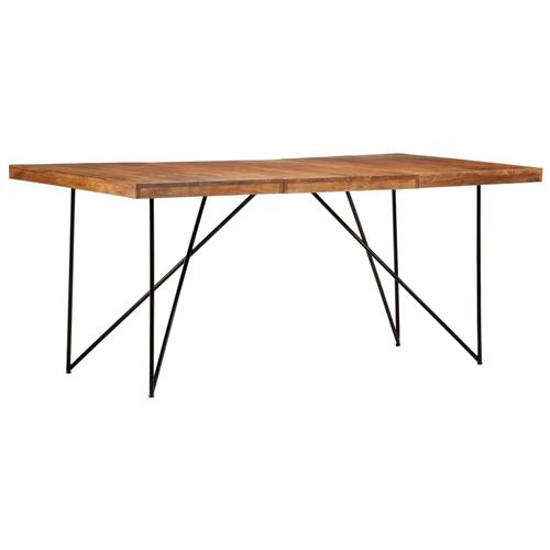 Non Communiqué Naturel Table A Manger Fixe Sans Tiroir 8 Personnes Rectangle En Bois L 180 Cm