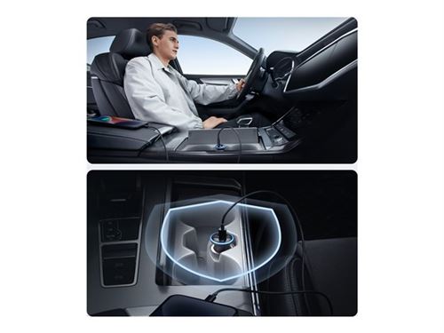 Anker 323 - Adaptateur d alimentation pour voiture - 52.5 Watt - 3 A - IQ 3.0, Fast Charge - 2 connecteurs de sortie (USB, 24 pin USB-C) - noir