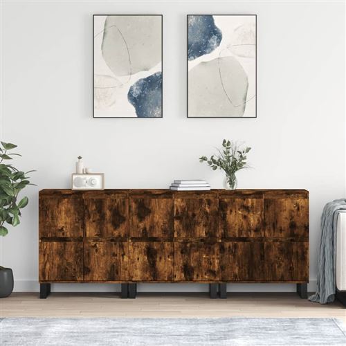 Non Communiqué Marron Vidaxl Buffets 3 Pcs Chêne Fumé Bois D'ingénierie3190210