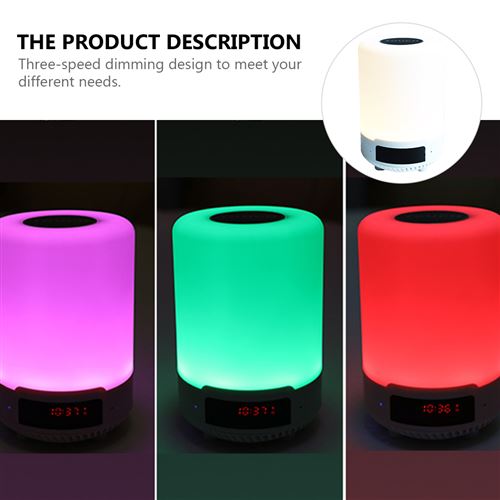 Enceinte Bluetooth Reveil Veilleuse, Lampe de Chevet Tactile avec