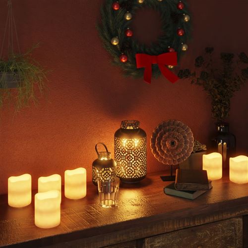 vidaXL Bougie électrique LED 24 pcs minuterie télécommande Blanc chaud