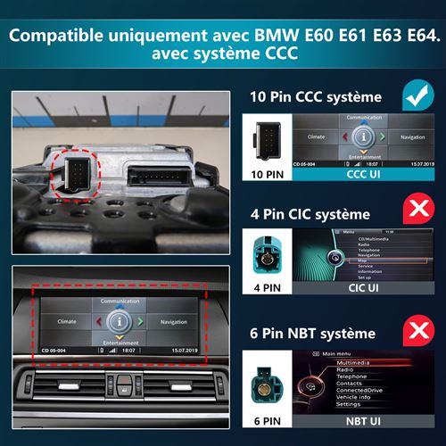 Autoradio AWESAFE pour BMW Série 5, E60, E61, E63, E64, Série 3