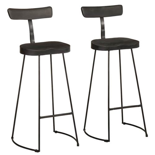 Sgabelli Da Bar 2 Pz Neri 49x43x103 Cm Legno Massello Di Mango Vidaxl