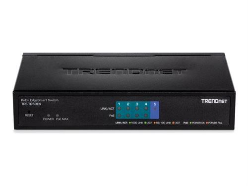 TRENDnet TPE TG50ES - Commutateur - intelligent - 5 x 10/100/1000 (PoE+) - de bureau - PoE+ (30 W) - Conformité TAA