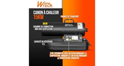 44€02 sur Canon à chaleur diesel 15 kw avec thermostat - warmtech -  Chauffage de chantier - Achat & prix