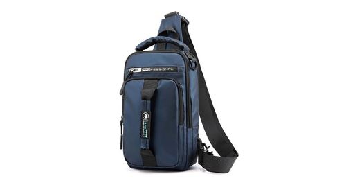 Mode homme en plein air oxford usb sac à bandoulière polyvalent sac de messager sac de poitrine - bleu