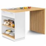 Îlot Central Mange-Debout VITO 130 Cm - Noir Et Bois Foncé Avec Rangements - Cuisine