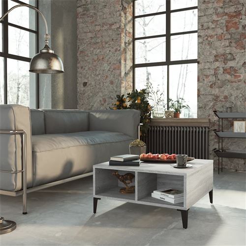 vidaXL - Table basse - Style contemporain - Gris - 60 x 60 x 30 cm - Image 3