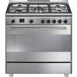 Cuisinière Mixte Smeg BG91PX2 5 Foyers 4200W 415V 129L Gaz Nettoyage Pyrolyse Satiné Inox