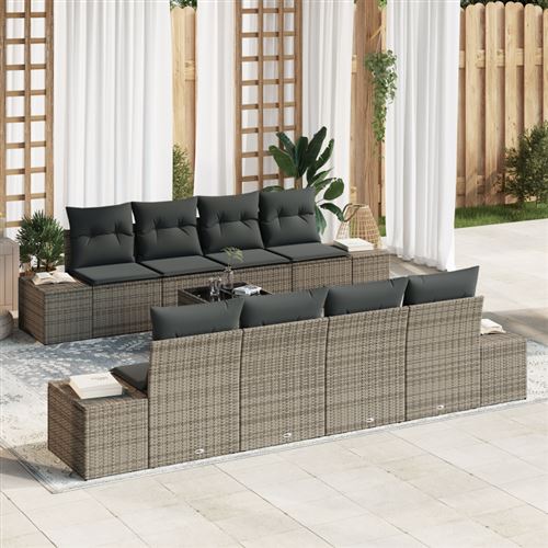 vidaXL Ensemble de canapé de jardin 7 pc Gris polyrotin