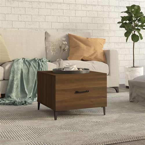 vidaXL - Table basse - Chêne - Marron - 50x50x40 cm - Image 2