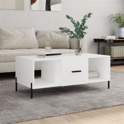 Non Communiqué Blanc Table Basse 102X50x40 Cm Bois D Ingénierie